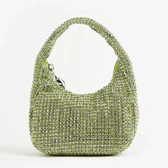 H&M RHINESTONE-EMBELLISHED MINI BAG Lime Green